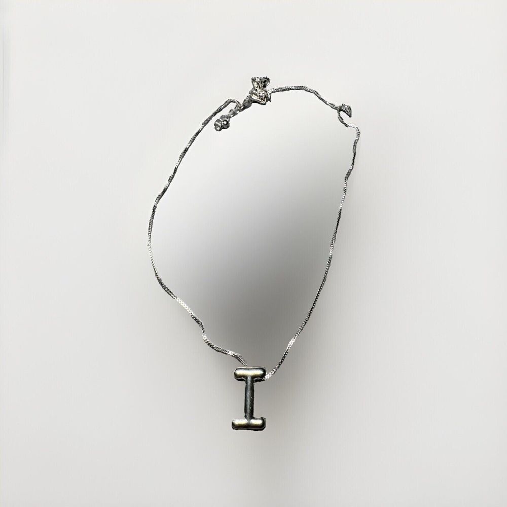 Bubble Initial Necklace‎ Balloon Letter "I" Silver Stainless Steel Chunky NEW
